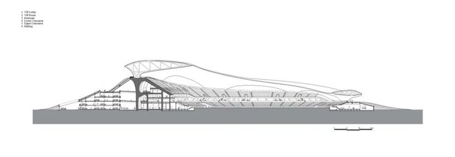 南宫NG·28(中国)官方网站建筑图纸：剖面图中的大跨度体育场(图1)