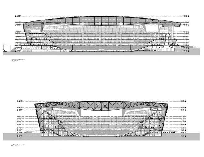 南宫NG·28(中国)官方网站建筑图纸：剖面图中的大跨度体育场(图4)